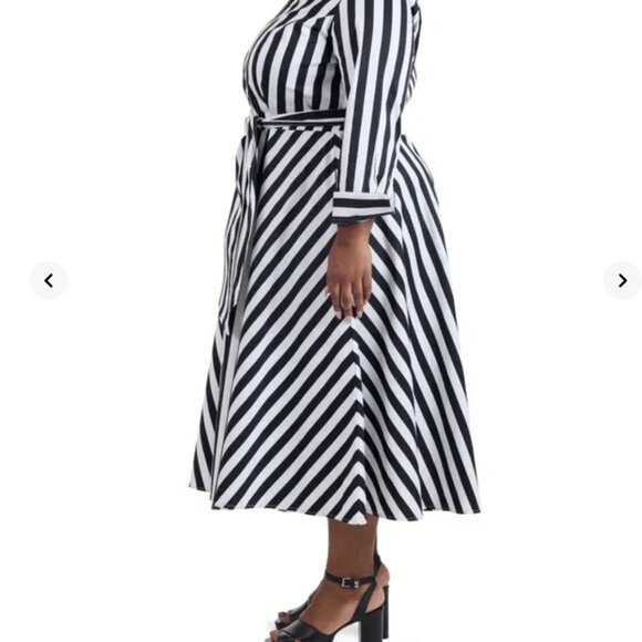 Pari Passu NWOT Poplin Shirtdress Awning Stripe Size C 22 With Belt - Picture 6 of 8